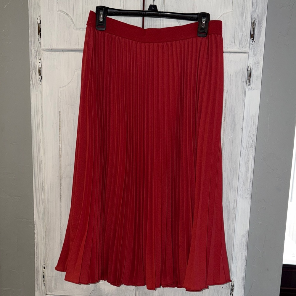 Grace Karin Rust Red Pleated A-Line Skirt